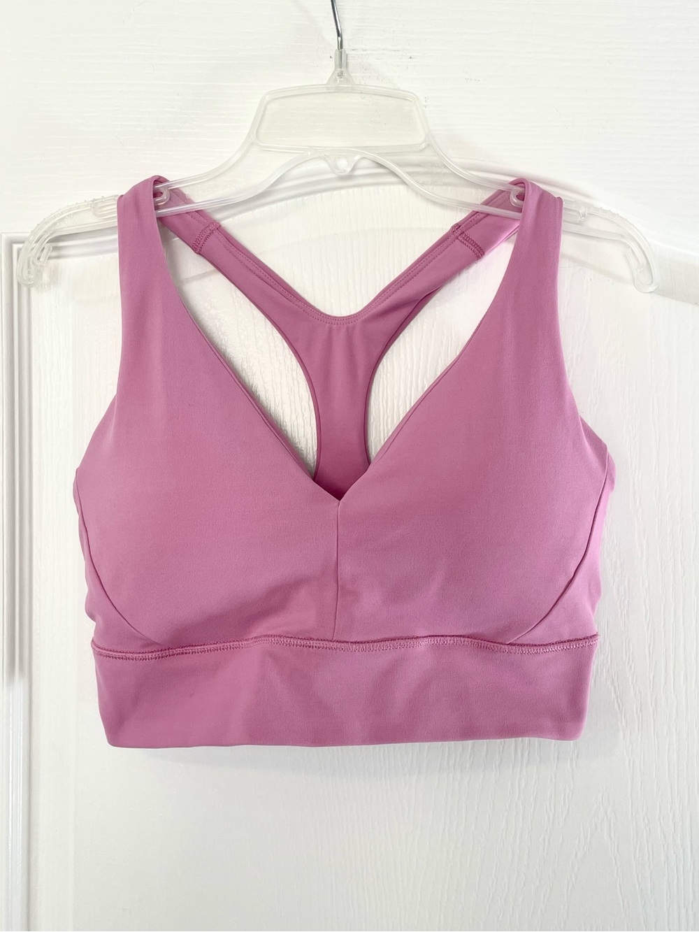 Athleta Pink Transcend Plunge V-Neck Racerback Sports Bra - Size S